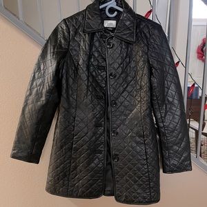 Neiman Marcus black leather coat